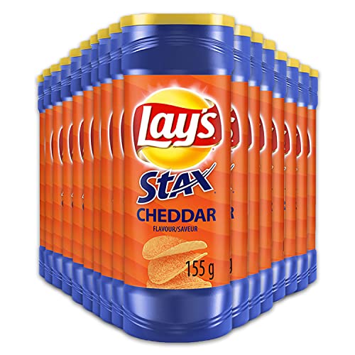 Lay's Stax Cheddar Flavoured Potato Crisps, Multi-Pack, 155g (Pack of 17) - Cheddar Cheese
