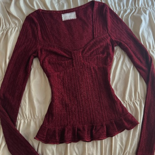 Bow dark red long sleeve | S