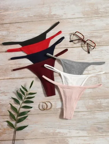 7pack Plain Ribbed Thong