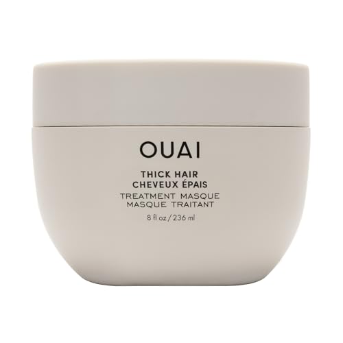 OUAI Thick Hair Treatment Masque - Almond Oil, Olive Oil & Hydrolyzed Keratin to Repair & Restore Damaged Hair - Softens, Smooths & Strengthens - Phthalate & Paraben Free Hair Masque - 236ml