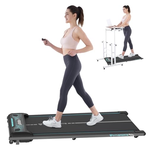 CITYSPORTS Treadmills for home,Under Desk Treadmill Ultra Slim Walking Pad with Remote,LED Display and Bluetooth Speaker,Compact Motorised Treadmill,No Assembly - Geen