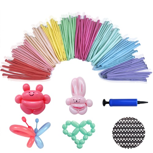 Modelling Long Balloons for Animal with Pump, 260Q Magic Latex Twisting Balloons Pastel Color for Kids Party Birthday Wedding Clown Decoration Assorted 100Pcs