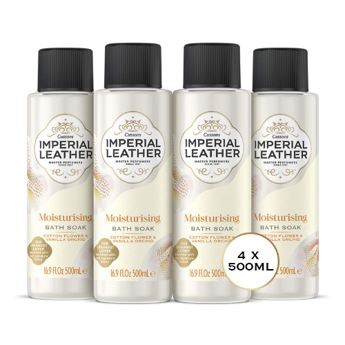 Imperial Leather Moisturising Bath Soak - Rich & Creamy Bubble Bath with Cotton Flower & Vanilla Orchid Fragrance - Gentle Body Skin Care (4 * 500ml), White