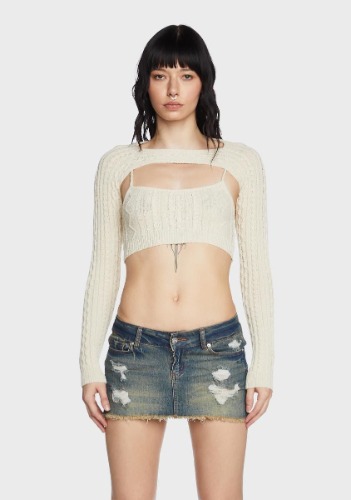 Two-Piece Cable Knit Top
