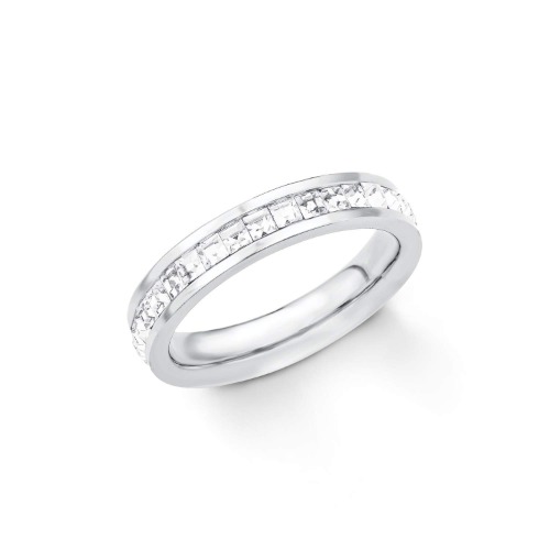 s.Oliver Ring Edelstahl Damen Ringe, mit Kristall, Silber, Kommt in Schmuck Geschenk Box, 2018540