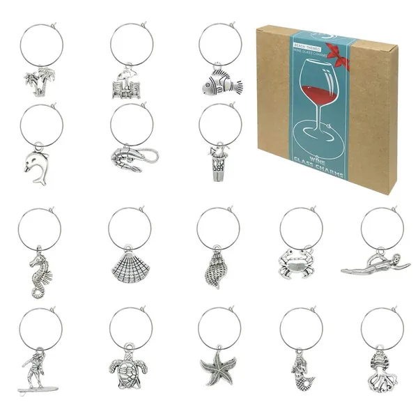 Wine Glass Charms Markers Tags Identification,Wine Charms for Stem Glasses ,Wine Bachelorette Tasting Party Favors Decorations