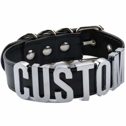 Customizable Vegan Leather Choker Necklace with Gold Hardware - BlackSilver