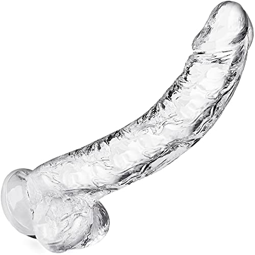 Dildo 9.4" Realistic Suction Cup G-Spot Dildo for Women, Big Anal Dildo for Men and Gay Couples Adult Sex Toys Perfect Lover Gift(Clear)