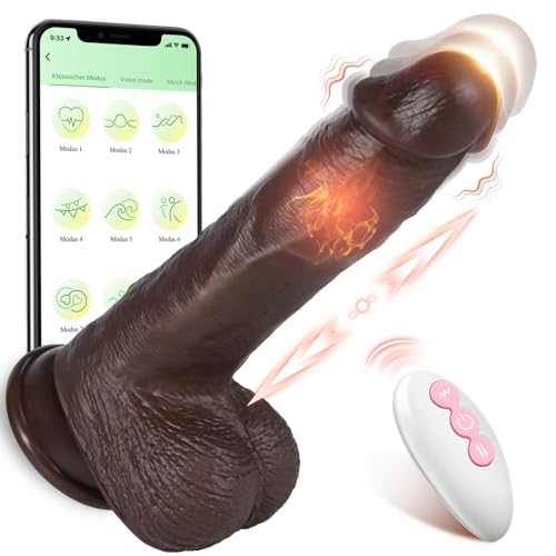 Black Dildo Sex Toys for Women - Silicone Vibrator Dildo Adult Sex Toys，Sex Machine 8 inch Dildo Fake Penis Anal Dildo G-spot and Couples with 5 Thrusting & Vibrators Modes Adult Sex Toys & Games - Black