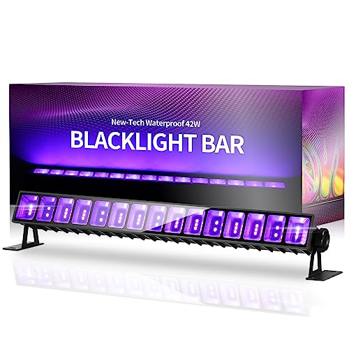 THECHAM 42W LED Black Light Bar, IP66 Waterproof Blacklight Bar with 6ft Cord+Plug+Switch, Black Lights for Glow Party, Fluorescent Poster, Body Paint, Birthday, Halloween, Bedroom, Classroom - 42W-1Pack