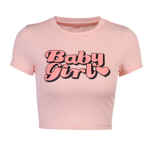 Baby Girl Barbie Doll Crop Top - L / Pink (Short sleeve)