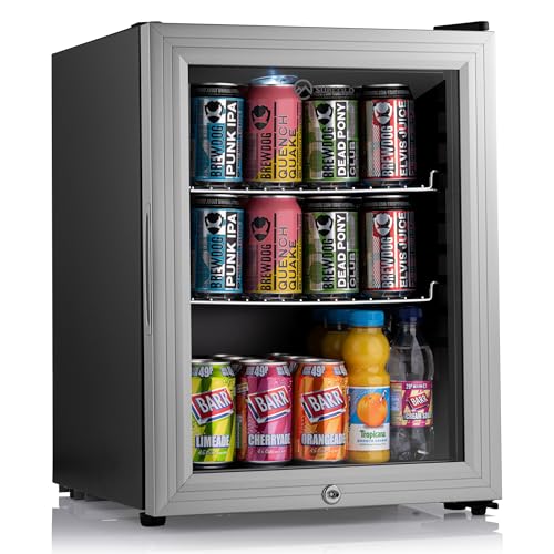 Subcold Super35 LED Mini Fridge | 35L Table-Top Beer, Wine & Drinks Fridge | Energy Efficient with Dual-Glazed Glass Door - Silver