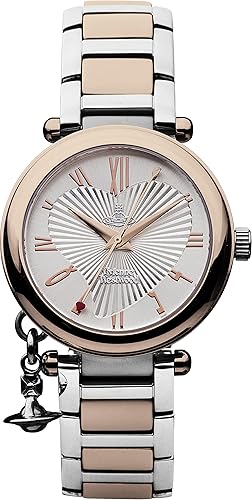 Vivienne Westwood Women's Orb Quartz Watch with Silver Dial Analogue Display and Stainless Steel Bracelet - Single - Rose Gold