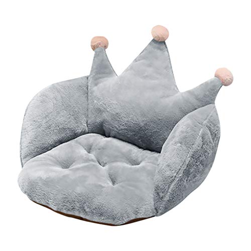 Crown Soft Cozy Seat Cushion with Lumbar Support Cute Armchair Chair Cushion for Girls Women Plush Comfort Seat Pad Mat Home Decor Office Chair Pillow for Back Coccyx Sciatica Tailbone Pain Relief - Crown, Grey