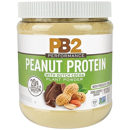 PB2 Performance Peanut Protein Powder with Dutch Cocoa – [2 lb/32 oz Jar] – 20g of Vegan Plant Based Protein Powder, Non GMO, Gluten Free, Non Dairy - Peanut with Dutch Cocoa