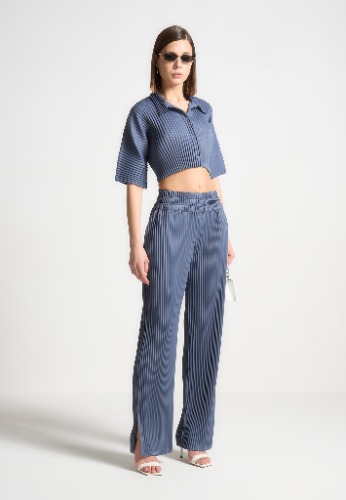 Pleated Trousers - Steel Blue | UK 8 / Steel Blue / WMN3845-03