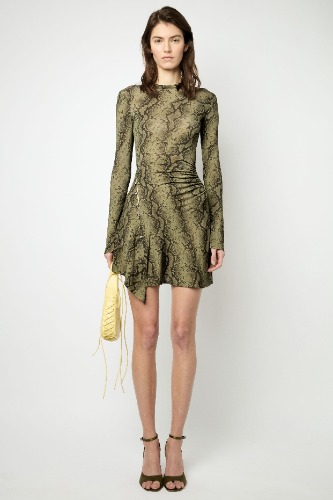 CAPRI MINI DRESS in green python print | 34