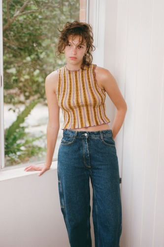 Passionfruit Stripe Ruched Tank | XS