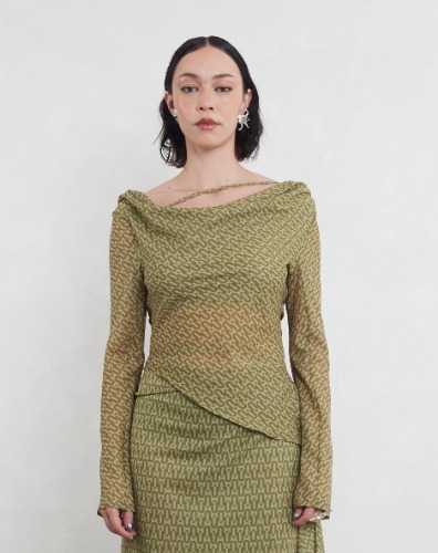 Áine Top - Ú Print | S / SEAWEED GREEN