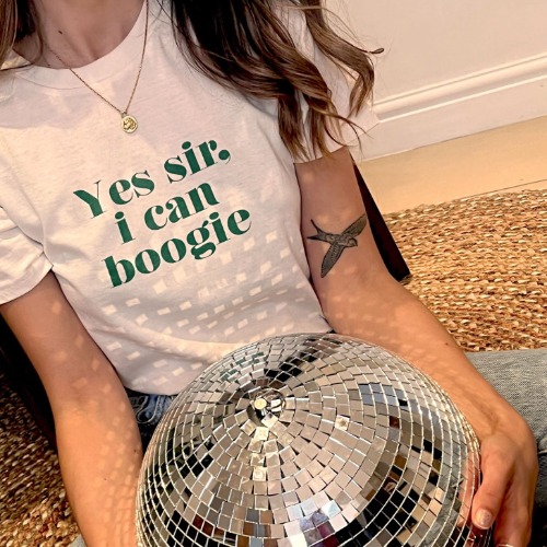 Yes sir I can Boogie oversized retro slogan t-shirt | S / Vintage white (Off White)