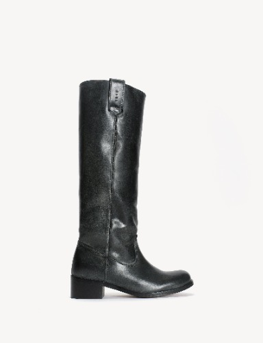Ann Gaucho Boot In Charcoal Black Escovado Leather | EU 37