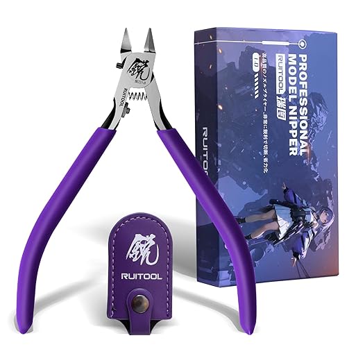 RUITOOL Model Nippers, Model Tools for Beginners to Repair and Fix Plastic Models, Ultra-thin Single-edged Non-slip Grip, 4.7 Inch Sharp Cutters for Model Building - RM 1.0-Purple