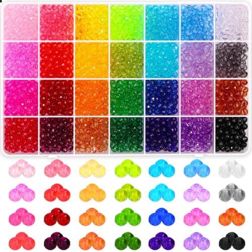 Paxcoo 1820Pcs Crystal Beads for Jewelry Making, Crystal Acrylic Beads Faceted Jewelry Beads Bicone Gem Beads for Jewelry Making (6 MM) - 6 MM