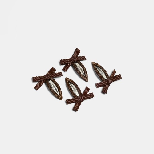 Mini Bow Snap Clips in Chocolate 