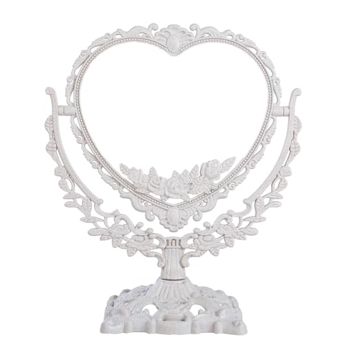 MAIGO Heart Mirror - Coquette Vanity Desk Mirror, Heart Shaped Mirror, Vintage Ornate Mirror, Aesthetic Mirror, Small Cute Vanity Mirror, Princess Mirror, Double Sided Mirror, Aesthetic Mirror Heart