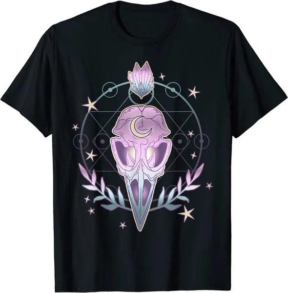 Pastel Goth Creepy Bird Skull - Moon Crystals Aesthetic Gift T-Shirt