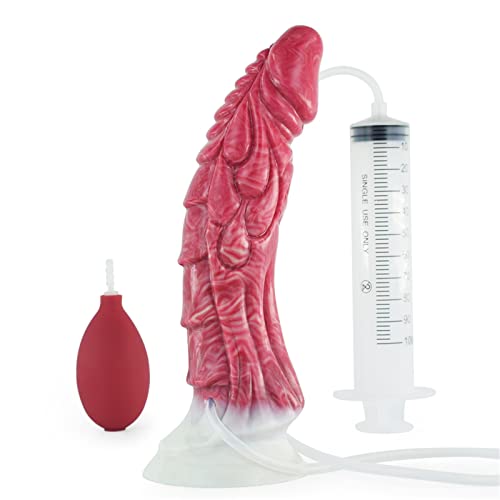 +7sueflly 9.05'' Liquid Silicone Dildo Squirting Dildo, Realistic Animal Ejaculating Dildo with Strong Suction Cup, Monster Dildo Anal Dildo Sex Toy, Women Dildo Adult Sex Toy, Red