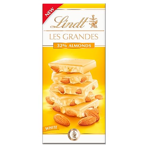 Lindt Les Grandes White Chocolate Bar With Sweet Caramelized Almond Pieces - a luxury chocolate bar, 150 g - Les Grandes