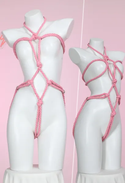 Sexy Lingerie Accessory Pink Rope Body Chain Bandage Accessory