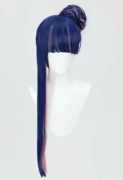 Panty Stocking Stocking Cosplay Wig Long Straight Blue Pink Wig with Bangs