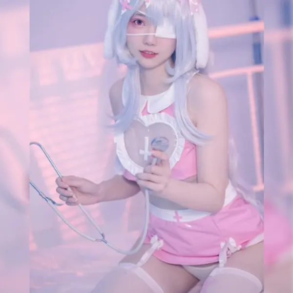 Japanese Sexy Patent Leather Nurse Cos  Love Maid Dress 