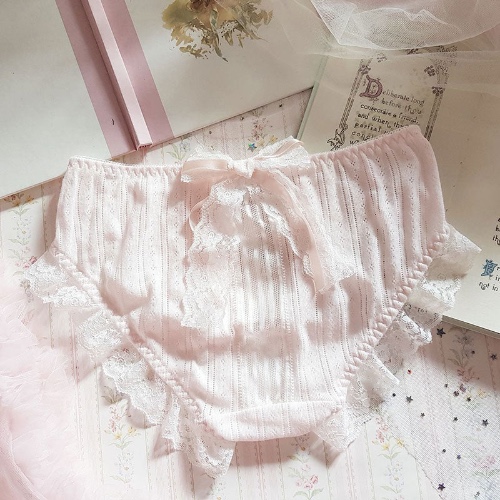 Pink Satin Panties - Cotton Lace