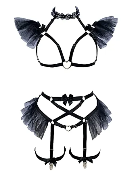 Women's Body Harness Full Strappy Lingerie Garter Belts Waist Set Elasticity Adjust Gothic Punk Club Rave Wear