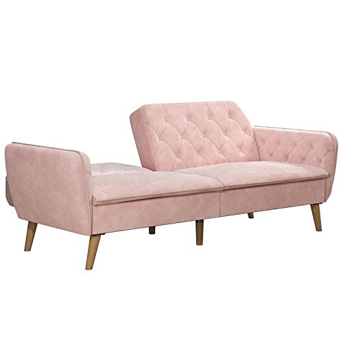 Novogratz Tallulah Memory Foam Futon, Pink - Vintage Pink Velvet