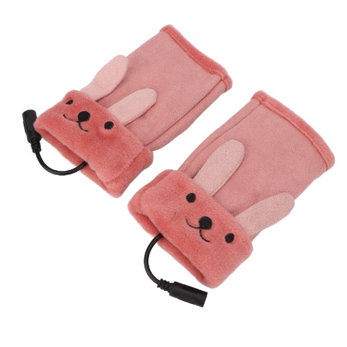 USB Warmer Gloves, Heating Fingerless Gloves Constant Temperature Portable Washable Fleece for Office Work for Student(Pink) - Pink