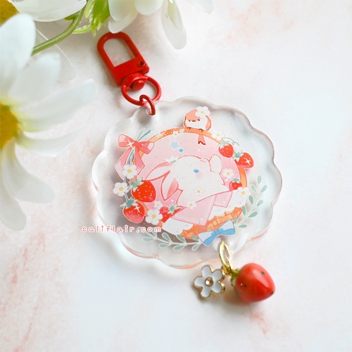 Strawberry Bunny Acrylic Charm — califlair