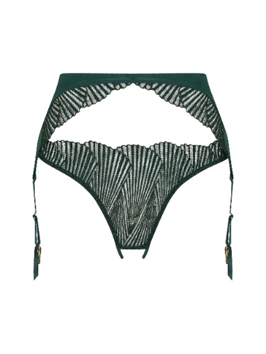 Coco de Mer Athena Open Suspender Knicker in Deep Green | S