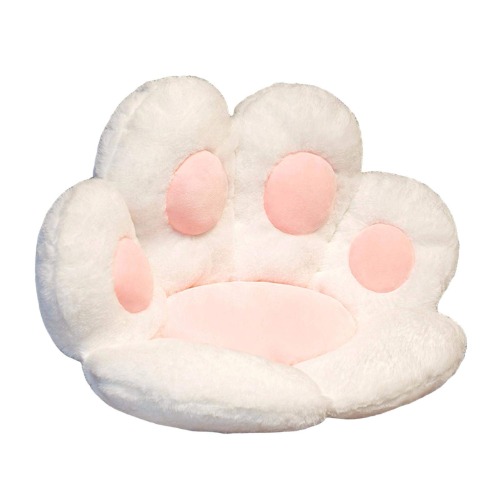 Lamptti Cute Chair Cushion Cat Paw Shape Desk Seat Cushion,Soft Plush Warm Waist Backrest Cushion for Home Office Chair Sofa，White Pink Gray