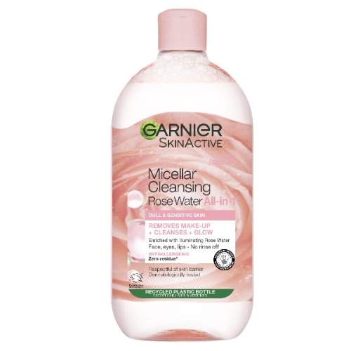 Garnier Micellar Rose Cleansing Water For Dull Skin 700ml, Glow Boosting Cleanser & Makeup Remover, Recognised By The British Skin Foundation, Use With Reusable Micellar Eco Pads