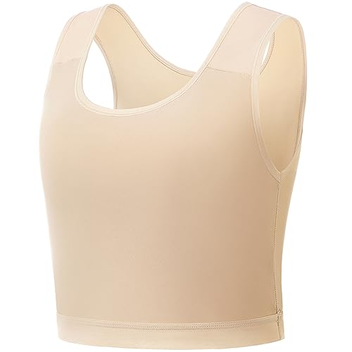 GCTBL Chest Binder for Transgender Half FTM Binder Trans Breathable Compression Bra - Nude - Large