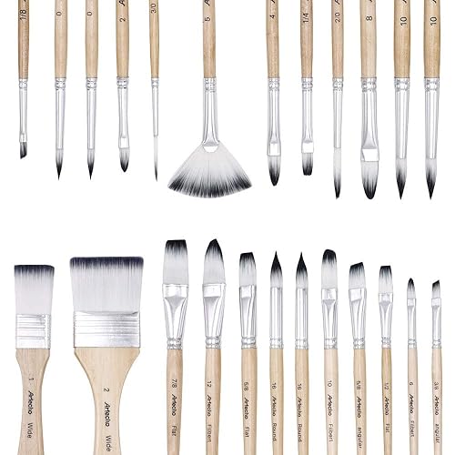Artecho Art Paint Brushes Set for Watercolor, Acrylic, Oil, Rock Painting, Nail Brush, 24 Different Sizes with Organizing Case for Artists, Adults & Kids