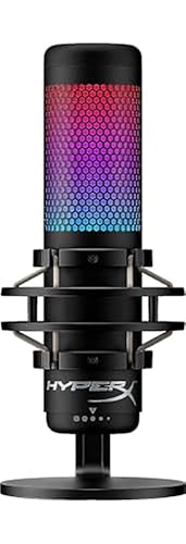 HyperX QuadCast S – RGB USB Condenser Microphone for PC, PS4, PS5 and Mac, Anti-Vibration Shock Mount, 4 Polar Patterns, Pop Filter, Gain Control, Gaming, Streaming, Podcasts, Twitch, YouTube, Discord - Microphone - Black