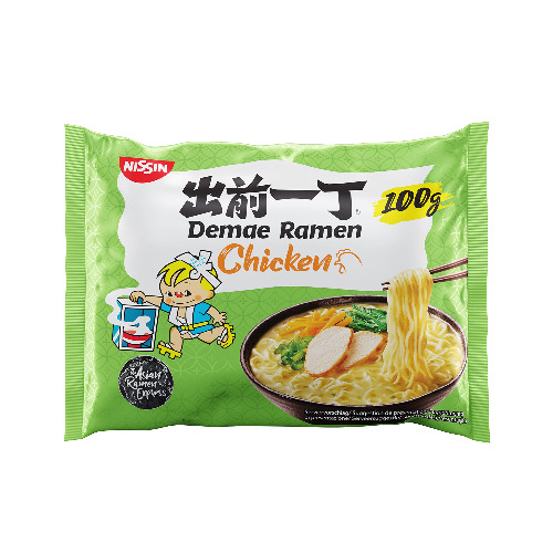 Nissin Demae Ramen – kyckling, 10-pack, snabbnudlar av japansk typ, med kycklingköttsmak, sesamolja och asiatiska kryddor, snabbt och enkelt tillagad, asiatisk mat (10 x 100 g)