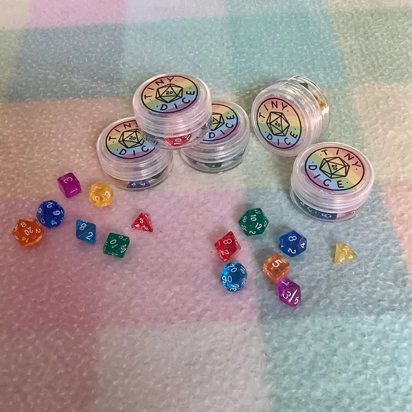 Tiny Dice! Mini dice set, rainbow dice, dnd accessories