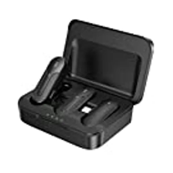 2 Pack Wireless Lavalier Microphone for iPhone iPad, Mini Lapel Mic with Charging Case, 3 Mode Denoise, 30 Hours Recording Time, Plug and Play, Compatible with Live Streaming Podcast Interview Vlog