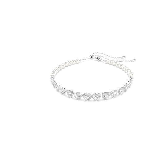 Swarovski Ariana Grande x Tennis choker, Mixed cuts, Heart, White, Rhodium plated